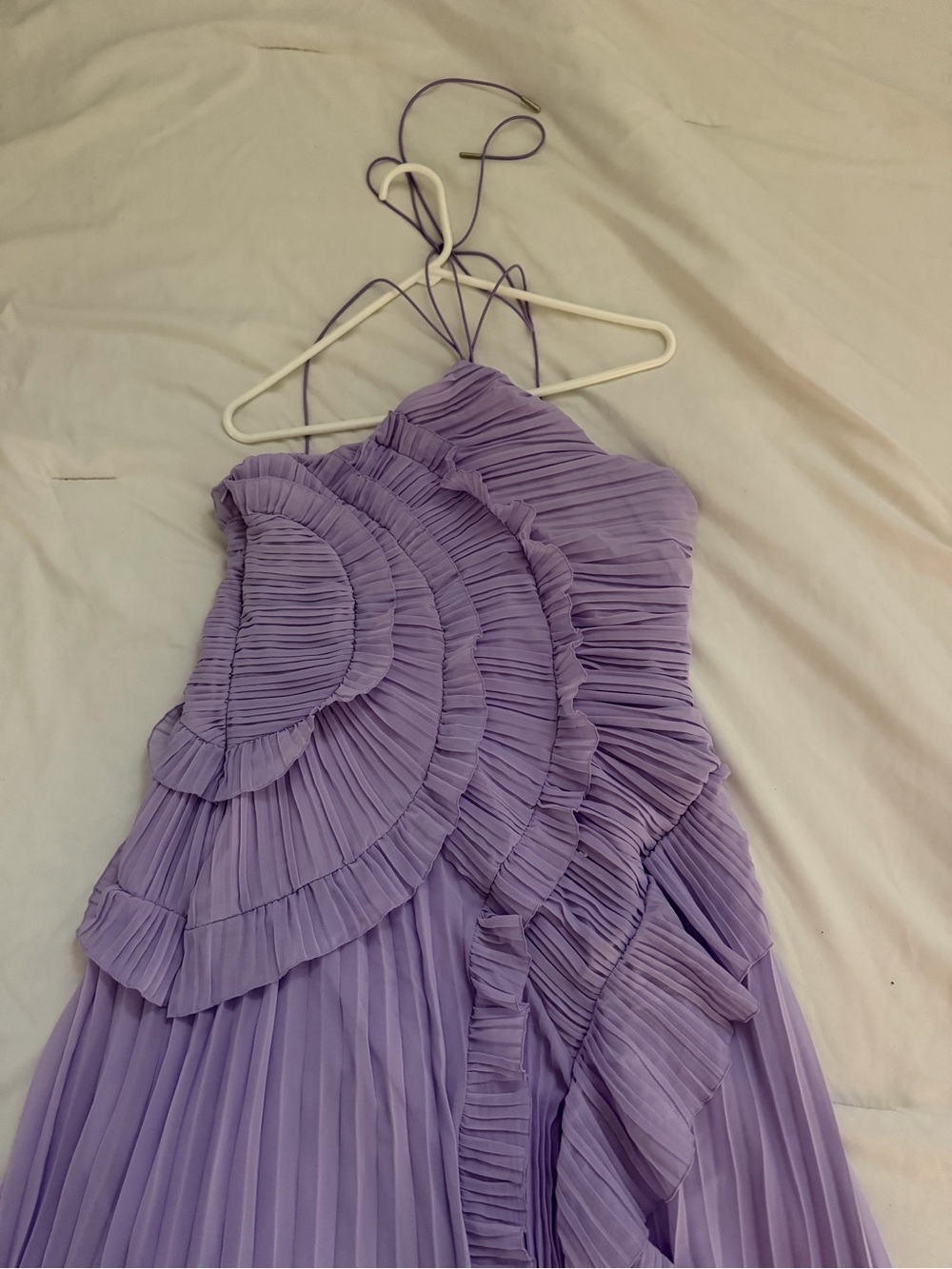 SHEIN Lilac Asymmetrical Pleated Ruffle Dress